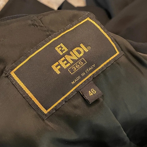 Vintage FENDI 365 Blazer Tuxedo Style Shoulder Pads Logo Buttons IT 46 - Picture 2 of 10